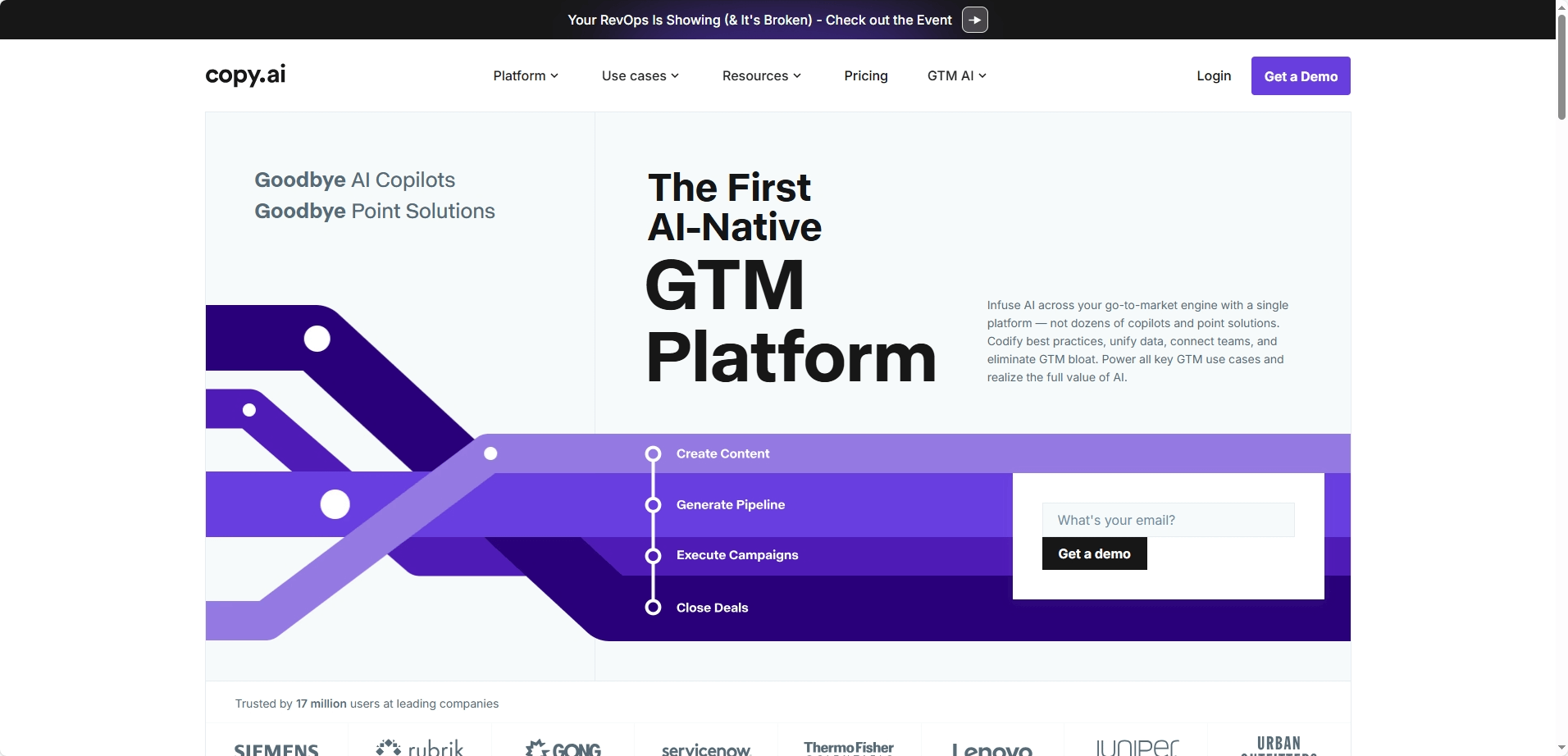 Copy.ai - AI营销文案生成平台 | GTM工作流自动化智能写作工具