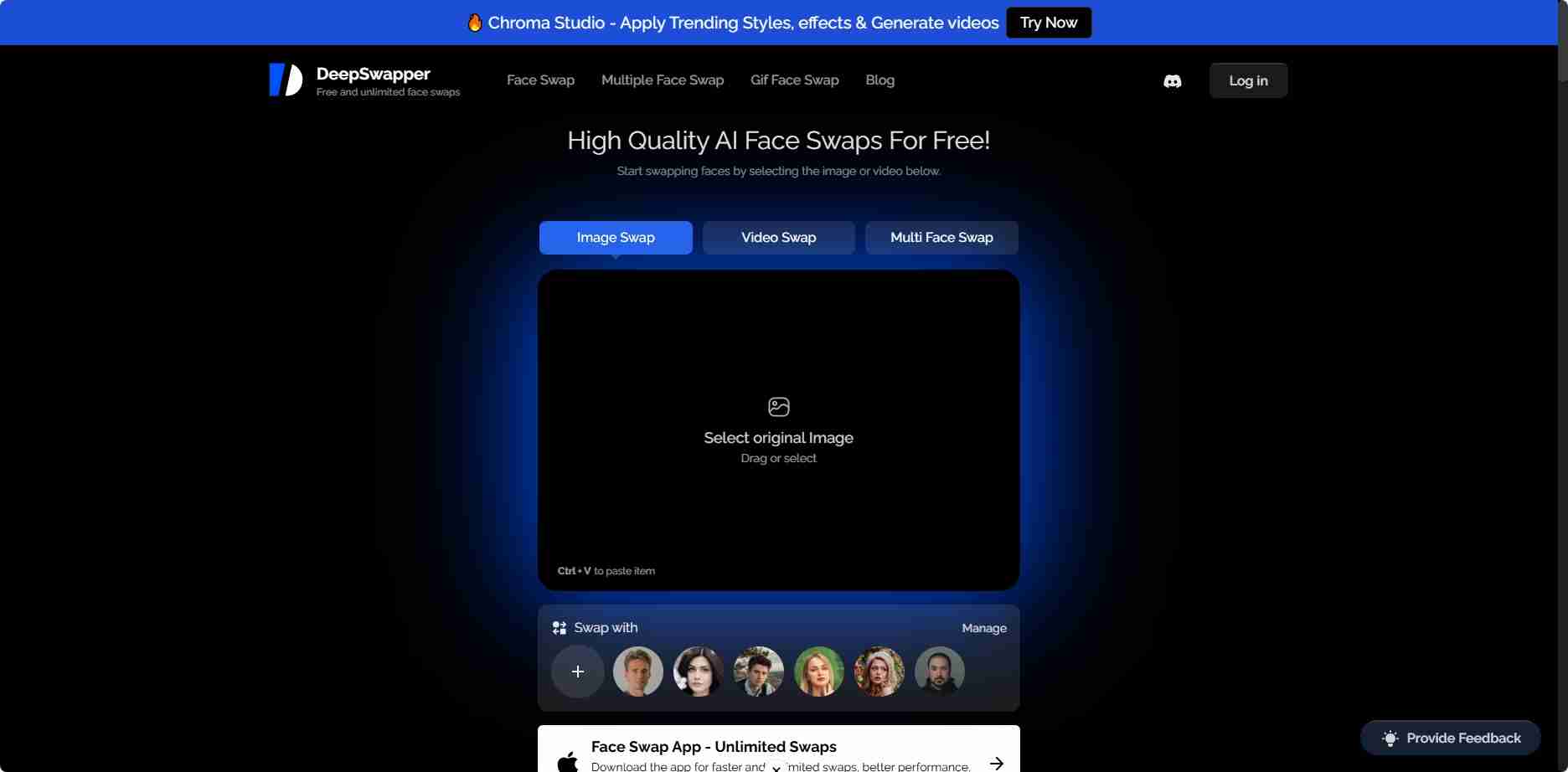 DeepSwapper - 免费在线AI换脸工具 | 照片视频GIF一键换脸无水印